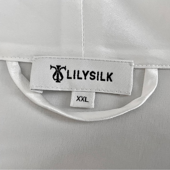 SOLD LILYSILK | Glossy 100% Silk Mini Robe | White / XXL - Picture 5 of 7